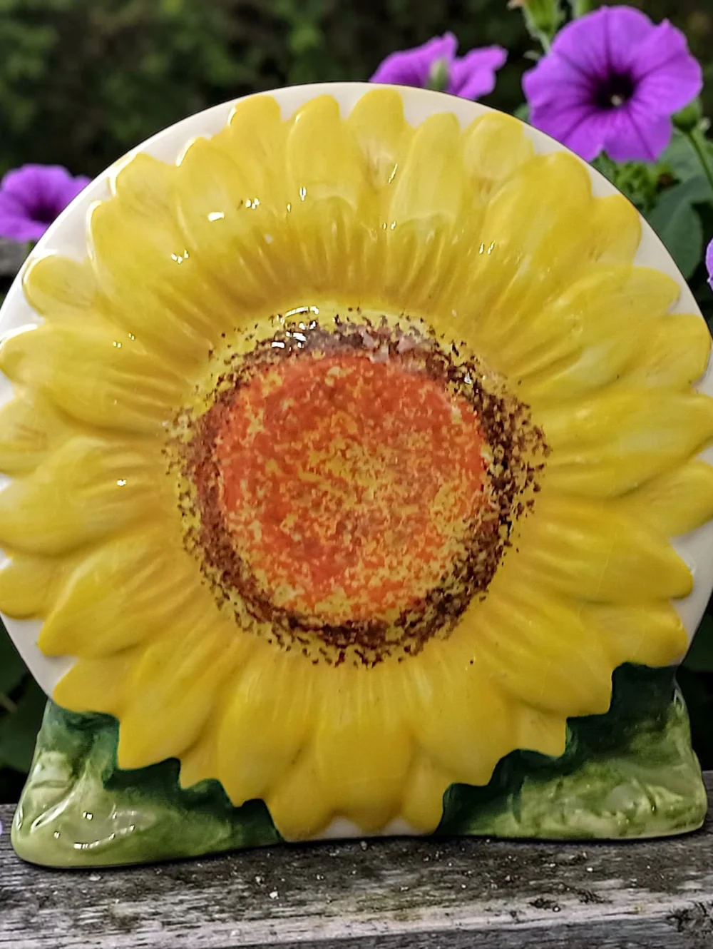 Vintage Sunflower Napkin Holder Ceramic‎ Letter Holder Farmhouse Kitsch Cottage